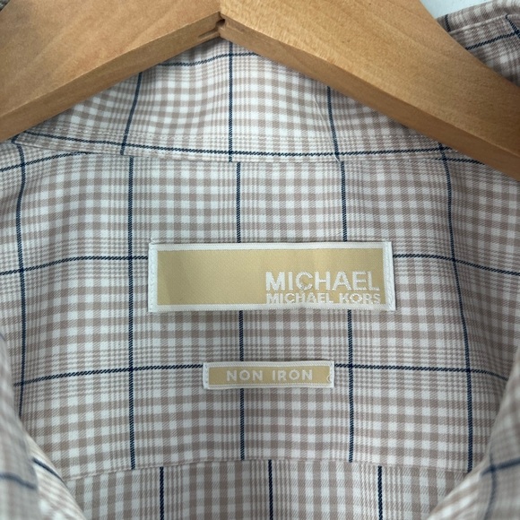 MICHAEL Michael Kors Dress Shirt Button-Up Non Iron Neutral 16 Collar - Picture 6 of 9
